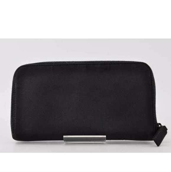PRADA Logo Plate Long Wallet Tessuto Nylon Saffiano Leather Auth w/Card - Picture 2 of 8